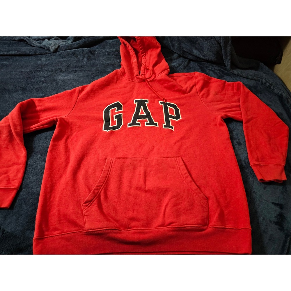 Gap Factory Men's Fleece Arch Logo Pullover Hoodie in red sz XL